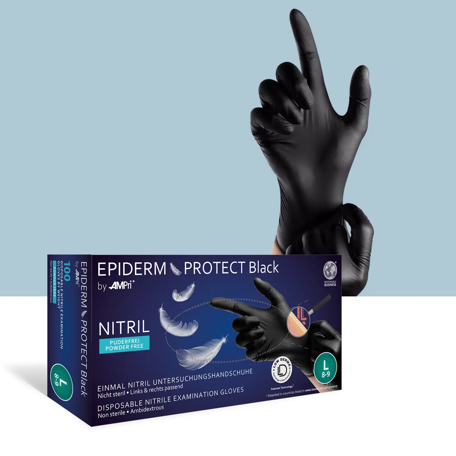 Nitril-Handschuh, Epiderm Protect Black, puderfrei